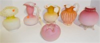 Lot #40 11pc satin glass lot to include: Pink