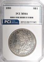 1893 MORGAN DOLLAR, PCI CH/GEM BU SEMI-PL