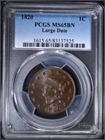 1820 LARGE CENT (LARGE DATE) PCGS MS-65 BN