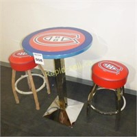 Canadiens Pub Table & 2 Bar Stools