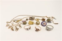Estate Lot 10k 14k Gold Jewelry. Awards