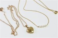 2 14K Gold Necklaces & Heart Locket