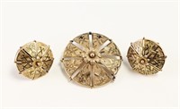 14k Gold Victorian Brooch and Earring Set