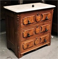 3 Drawer Victorian Marble Top Wash Stand