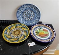 3 Large Decorative Plates