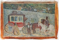 Signed P. Fioari (20th c.)- Folk Art Oil on Canvas