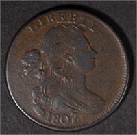 1807/6 DRAPED BUST LARGE CENT  VF