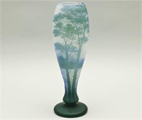 DeVez Cameo Glass Vase.Water Mountains Forest