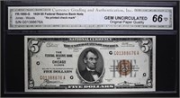 1929 $5 FEDERAL RESERVE BANK NOTE CGA 66-OPQ