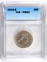 1915-S BARBER QUARTER, ICG MS-62