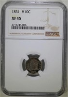1831 CAPPED BUST HALF DIME, NGC XF-45