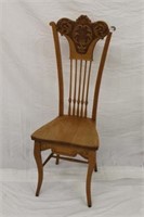 Antique Oak Side Chair w/ carved