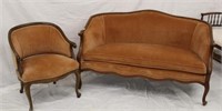 2pc Vintage French Love Seat &