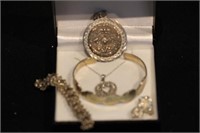 5pc Sterling Bracelets, Earrings, Necklace,
