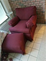 Burgundy chair & ottoman