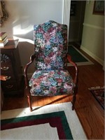 Upholstered floral print arm chair
