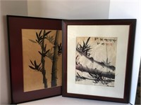 Pair of Framed Ink Paintings