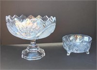 Crystal Pedestal Glass and Cut Glass Candy Dish