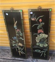 Pair of Hand Crafted Black Lacquered Panels