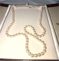 Rose Color Pearl Necklace w/ 14 KT Clasp