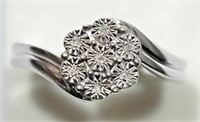 Sterling Silver Diamond Floral Ring JC