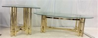 2 Glass Top Brass Plated Tables P6B
