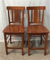 2 Solid Wood Counter Chairs P1A