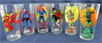 (6) Vintage PEPSI Superhero Collector's Glasses