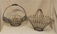 Scrolled Wrought Iron Garden Basket Planters.