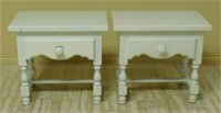 French Farmhouse Style Painted Oak Side Cabinets.