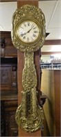 Ornate Floral Embossed Brass Wag-on-the-Wall Clock