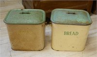 Vintage Enamel Bread Bins.