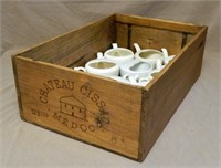 Wooden Crate with Porcelain Invalid Cups.