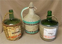 Wrapped Glass Wine Demijohns.