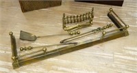 Edwardian Brass Fire Kerb and Accessories.