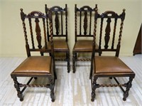 William and Mary Style Barley Twist Oak Chairs.