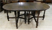 Fabulous Barley Twist Oak Table with Leaf.