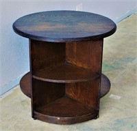 English Art Deco Oak Circular Occasional Table.