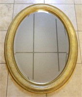 Painted Parcel Gilt Framed Beveled Mirror.