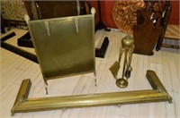 Edwardian Brass Fire Kerb and Accessories.