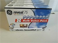 New, 8 pack reveal 75 watt light bulbs 6 packages