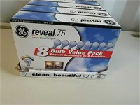 New, 8 pack reveal 75 watt light bulbs 6
