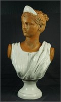 FIRED BRICK WITH FAIENCE GLAZE FEMALE BUST