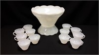 Milk Glass Punch Bowl and Cups