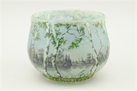 Daum Nancy Birch Trees and Lake Bowl/Vase