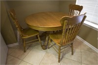 Oak Round Table & 4 Chairs