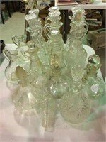 Fifteen Cruets and Stoppers, Clear Glass