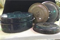 Blue Granite Roasting Pan, Small Lid, Round Lid