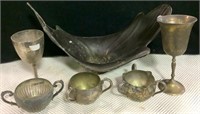 Brass Decorative Bowl, Silver plated goblets