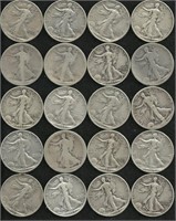 20 - Walking Liberty Silver Half Dollars Coins
